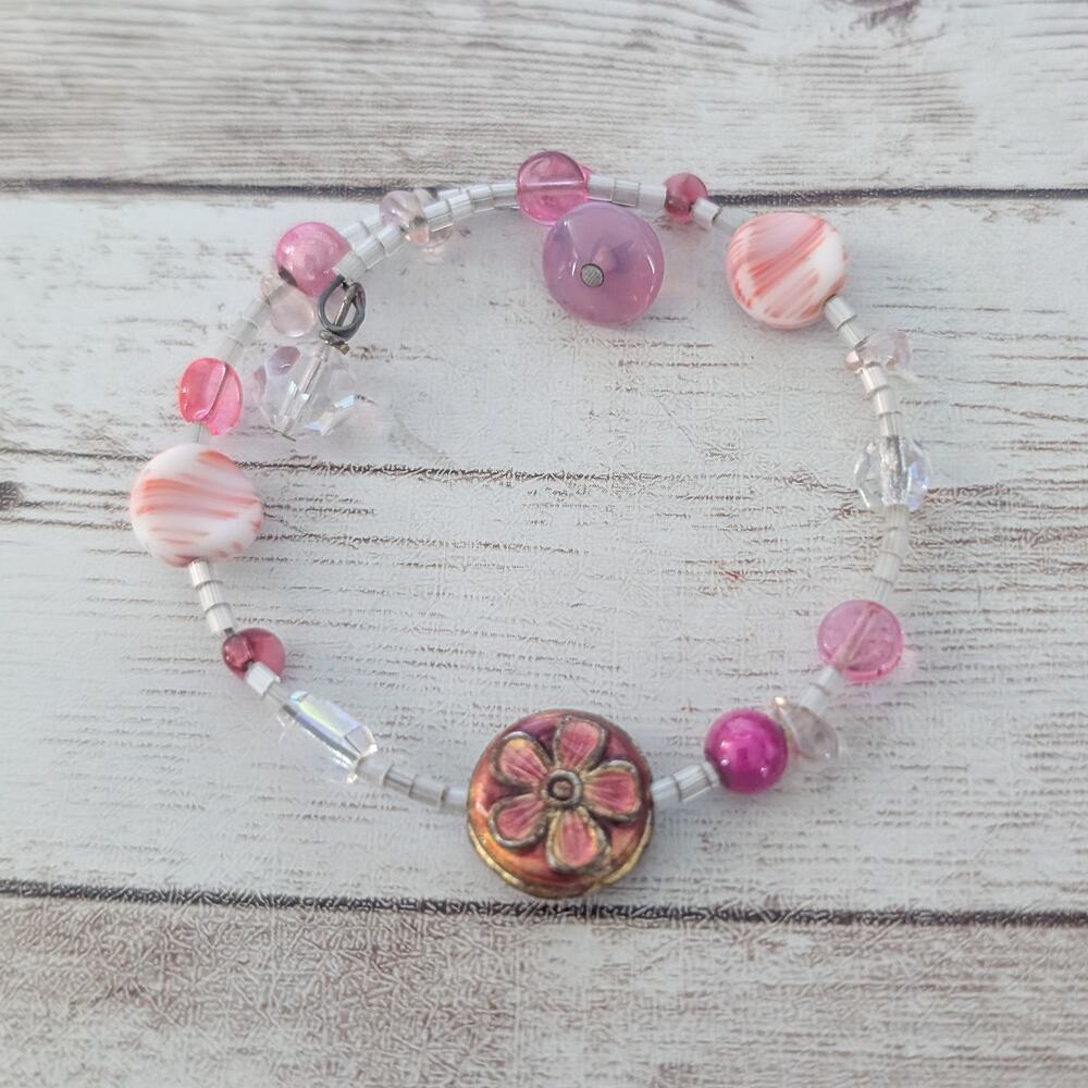 Pink Floral Expandable Bracelet